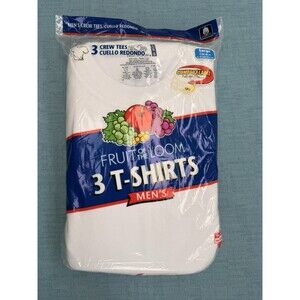Vintage Fruit of The Loom Crew Neck White Cotton T-Shirt 3 Pack, size Large